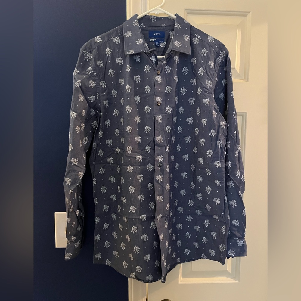 Apt. 9 Navy Floral Button Down Shirt